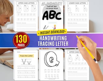 Abc Preschool Letter Alphabet Worksheets, Hundred  Activity Book Tracing Letter Handwriting Learning Letter Recognition Practice Write