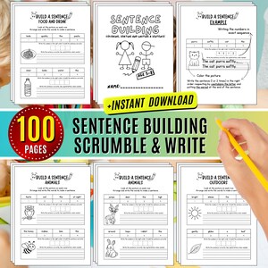 Sentence Building Worksheets Structure Writing Penmanship Practice ...