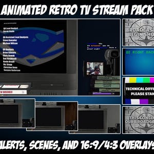 Paquete de transmisión de TV CRT retro: superposiciones animadas de Twitch, alertas y escenas