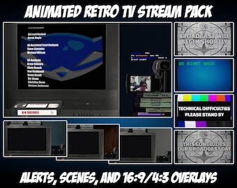 Pacchetto Streamer TV CRT retrò: sovrapposizioni animate di Twitch, avvisi, scene