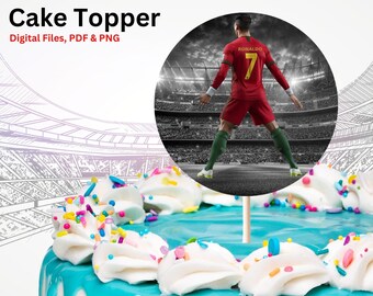 Cristiano Ronaldo Cake Topper - Ronaldo Birthday Party Favors - Tema de cumpleaños de fútbol - Descarga instantánea - Archivo digital