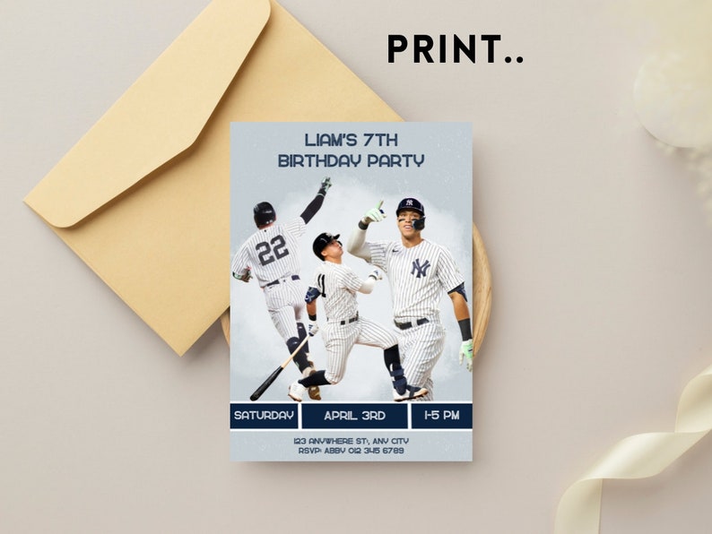 Editable New York Yankees Birthday Invitation, Baseball Invite, Soto ...
