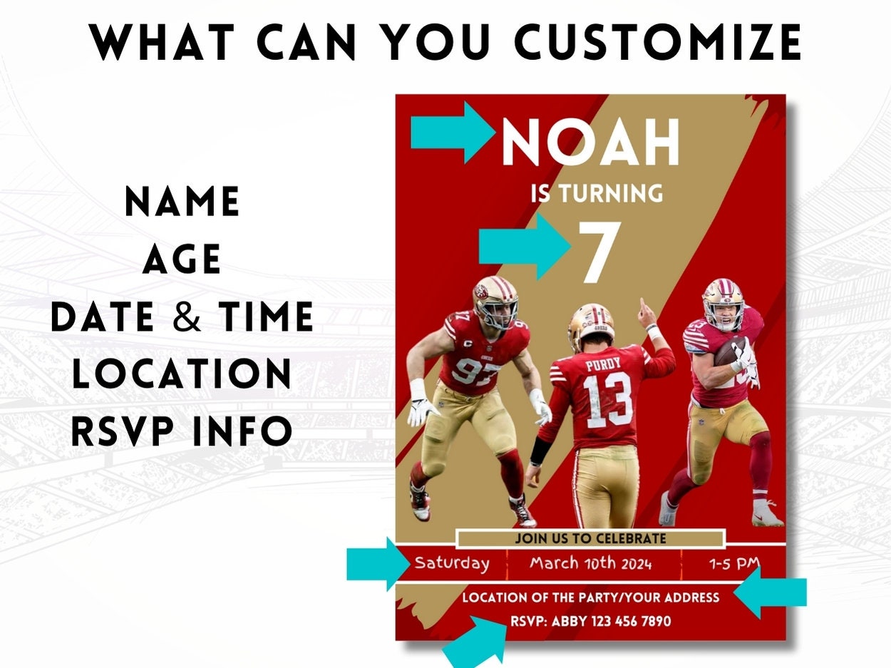49ers Themed Football Invitation, San Francisco 49ers, Football ...
