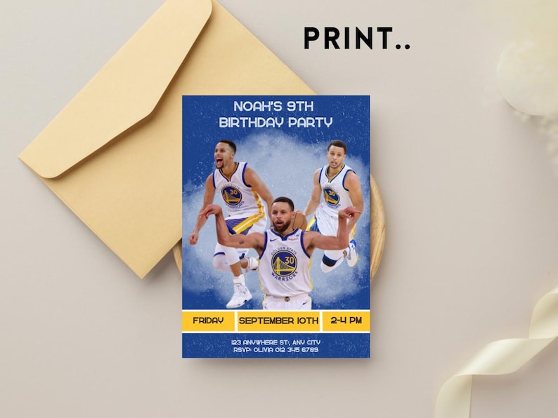 Golden State Warriors Invitation, Stephen Curry Birthday Invitation ...
