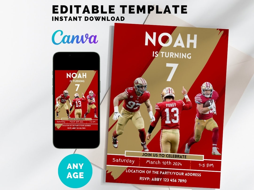 49ers Themed Football Invitation, San Francisco 49ers, Football ...