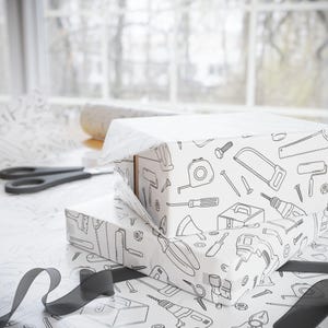 Inpakpapier gereedschap - Vaderdagcadeaupapier, rol inpakpapier voor feestdagen, klusjesmanThemafeestartikelen, feestelijke verpakking, kerstcadeaupapier