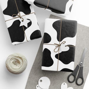Cow Print Wrapping Papers, Black and White Cow Gift Wrap, Farm Animal Birthday Party Supplies, Gift Packaging Sheets, Holiday Present