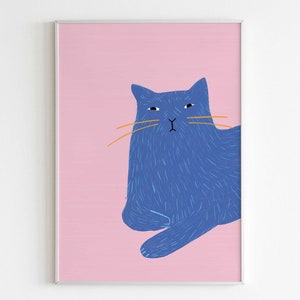 GATITO Cat Illustration Wall Art Print, Colorful Illustration, Printable Wall Art, Digital Download Print, Wall Deco.