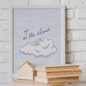 Poster &quot;Up In the Cloud&quot; Illustration Wall Art Print, Colorful Illustration, Printable Wall Art, Digital Download Print, Wall Deco.