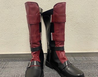 Zapatos hechos a medida de Wade Wilson, zapatos de Cosplay, botas de tamaño personalizado, zapatos de disfraz para hombre, negro y rojo