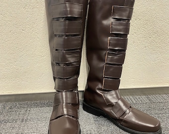 Made to order Custom Made Hand Made Qui-Gon Jinn Shoes Cosplay Shoes Qui Gonjinn Boots Cosplay Boots Customized Size Costume Shoes Brown