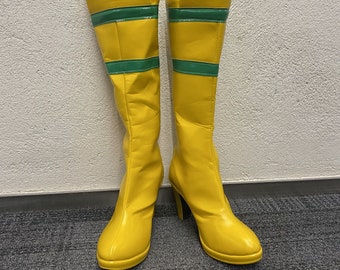 Made to order Custom Made Hand Made X-Men Ms. Rogue Shoes Cosplay Shoes Boots Customized Size Costume Shoes Yellow