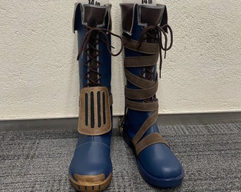 Made to order Custom Made Hand Made Arcane League of legends LOL Vi Boots Shoes Customized Size Vi Cosplay Costume Boots Cosplay Shoes Blue