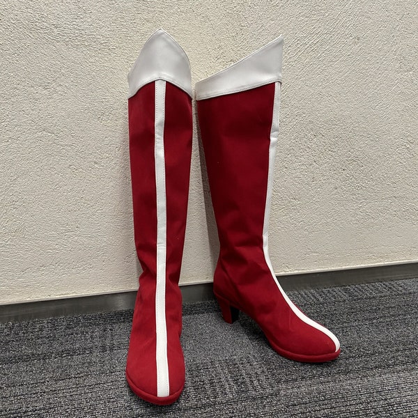 Made to order Custom Made Hand Made Wonder Woman Boots Shoes Customized Size Red Cosplay Boots Shoes Halloween Party Boots