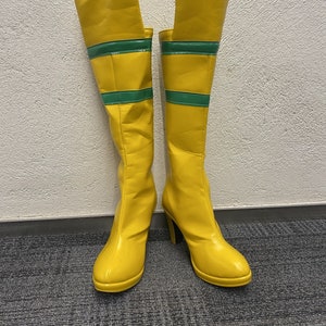 Op bestelling gemaakt op maat gemaakte handgemaakte X-Men Ms. Rogue schoenen cosplay schoenen laarzen aangepaste maat kostuum schoenen geel