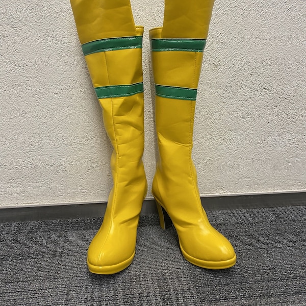 Made to order Custom Made Hand Made X-Men Ms. Rogue Shoes Cosplay Shoes Boots Customized Size Costume Shoes Yellow