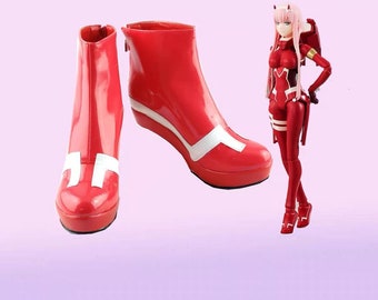 Zero Two 02 Shoes Darling in the Franxx Cosplay Shoes Boots Zero Two's Heel Shoes  No Heels