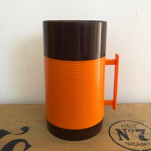 Vintage Retro Orange and Brown Aladdin Flask Vacuum Thermos 16 FL OZ