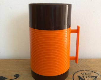 Vintage Retro Orange and Brown Aladdin Flask Vacuum Thermos 16 FL OZ