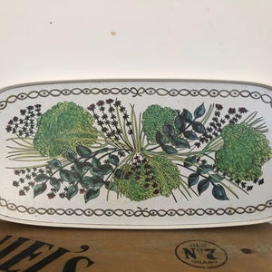 Vintage 1970s Taunton Vale Large Melamine Tray – Herb Design Serving Tray, Bouquet Garni, 60x90cm