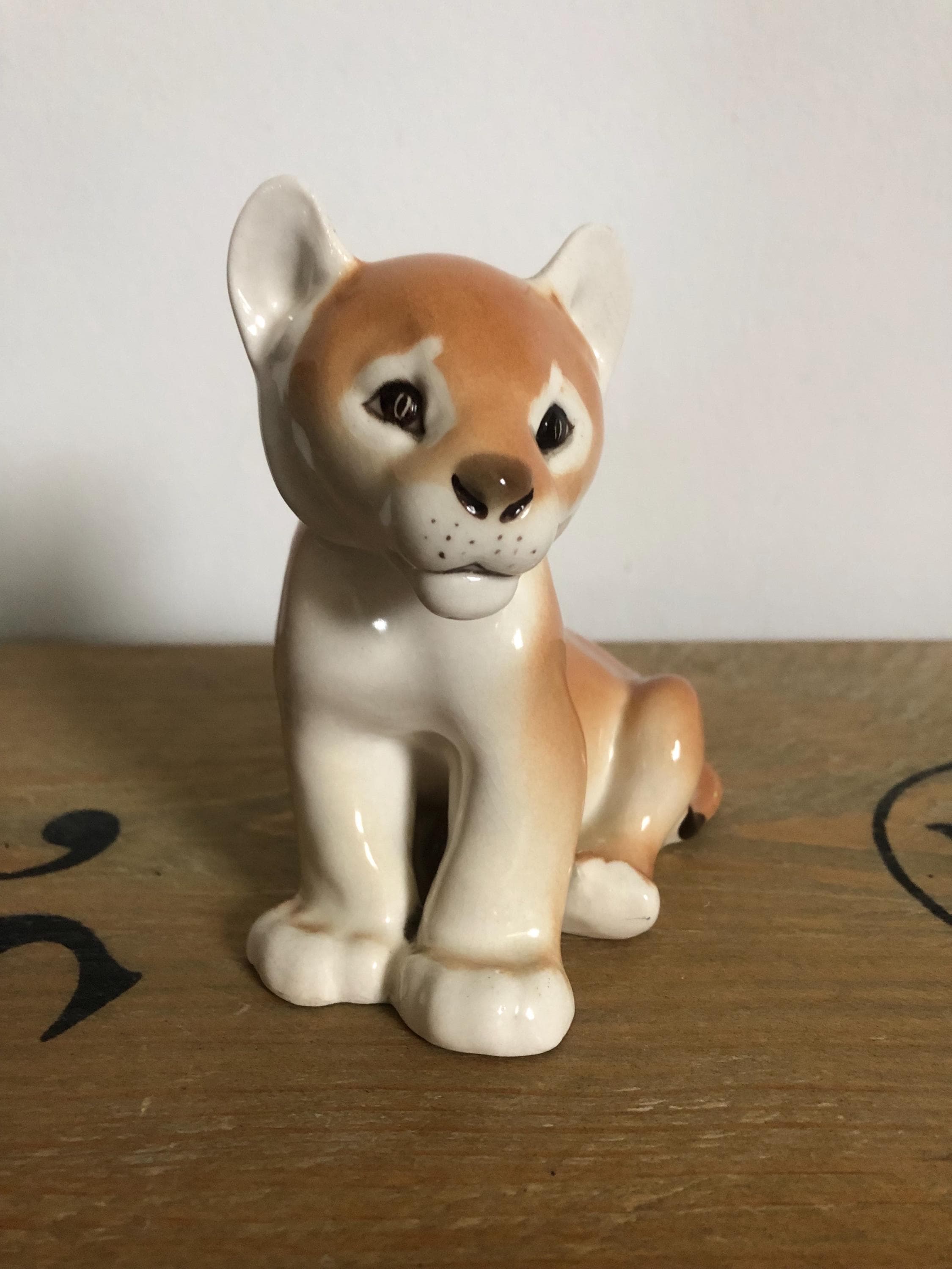 素敵なヴィンテージ ロモノーソフ ライオンの子 磁器の置物 刻印 USSR