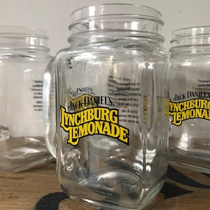 Set of 4 Rare Jack Daniel’s Lynchburg Lemonade Glasses – Vintage Barware