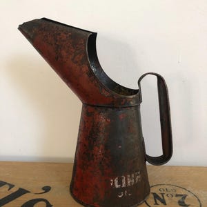 Vintage Esso Oil Can 1 Quart | Rustic Garage Decor | Petroliana Collectible | Red Pourer Spout Can | Industrial Motoring Display