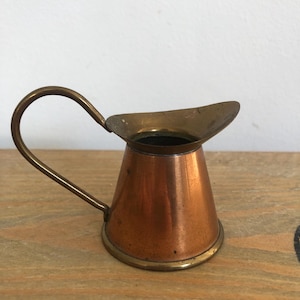 Vintage Miniature Copper Jug | Brass Base, Handle & Spout | Stamped &quot;ENGLAND&quot; | Circa 1930s–1950s | English Metalware Collectible