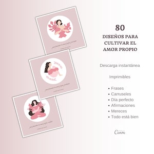 SELF LOVE template collection, Canva templates in Spanish, social media designs, Instagram templates, coaching posts