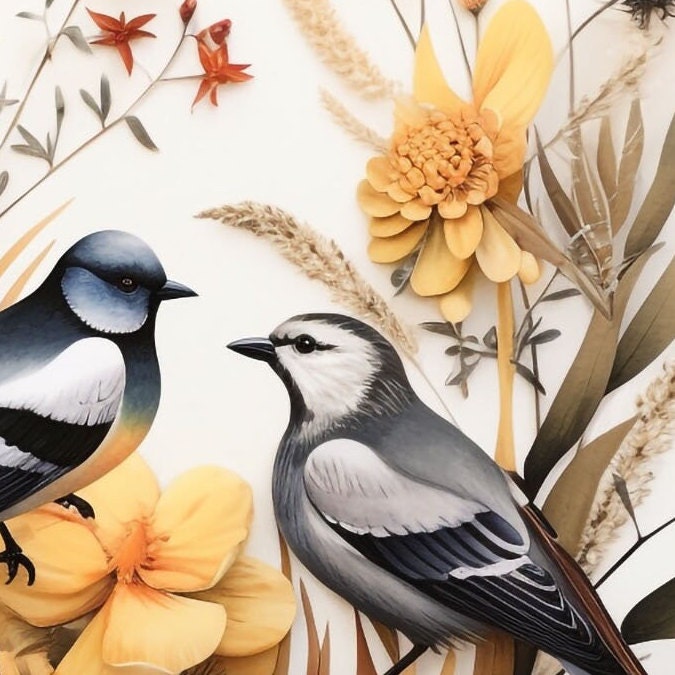 Australian Birds and Bush Wall Art, Australian Bush Printable Digital Download, Nature Art, Bird