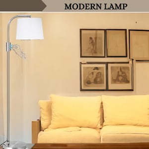 Modern Tall Floor Lamp, Dimmable Standing Lamp for Living Room, Bedroom, Mid Century Style Bedside Lamp