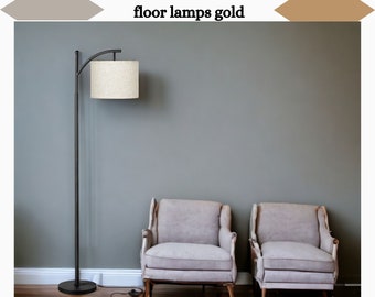 Mid Century Modern Floor Lamp with Shelf, Tall Standing Lamp for Living Room & Bedroom