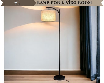 Floor Lamp with 3CCT LED Bulb, Gray Linen Lamp Shade for Living Room, Modern Standing Lamp for Bedrooms