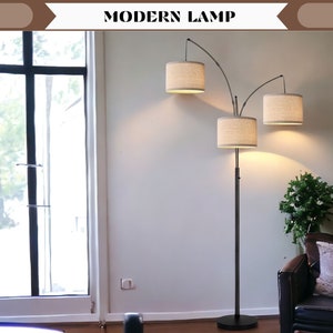 Dimmable Tall Floor Lamp, Modern Standing Lamp for Living Room, Bedroom, Office, Mid Century Design