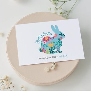 Frohe Ostern Karte | Bearbeitbare Osterhasenkarte | Druckbare Osterkarte | Sofortdownload | Blumenkarte | Frühlingsblumen Karte