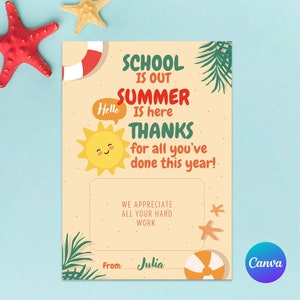 End of Year Teacher Gift Card Holder Printable | Gift for Teacher Last Day of School | Editable Teacher Appreciation Tag | Instant Download