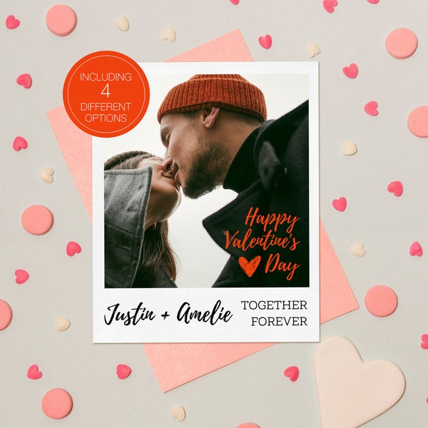 Valentine's Day Photo Card Printable | Valentine Polaroid Picture Template | Valentine's Day For Him or Her | Personalize Valentine's Card