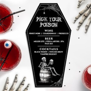 Halloween Drinking Skeleton Menu Template | Halloween Cocktail Menu Template | Editable Halloween Bar Menu | Instant download Halloween Menu