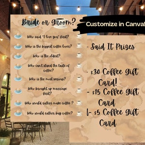 PAQUETE de bingo con juegos para despedida de soltera Plantilla imprimible Love is Brewing EDITABLE para paquete de juegos de café para despedida de soltera