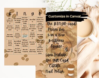 Gender Neutral Baby Shower Game Bingo Printable A Baby is Brewing Editable Template for Coffee Baby