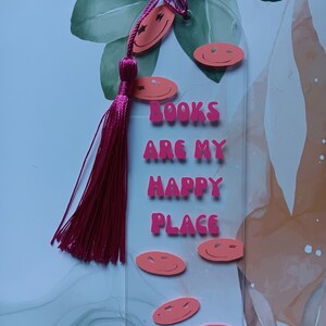 RETRO Summer Bookmark for Women Unique Acrylic Bookmark Gift For Book Lover, Books Are My Happy Place