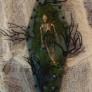 Coffin Shaped Skeleton Wall Hanger