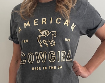 American Cowgirl Tee: Comfort Colors Vintage Graphic T-Shirt