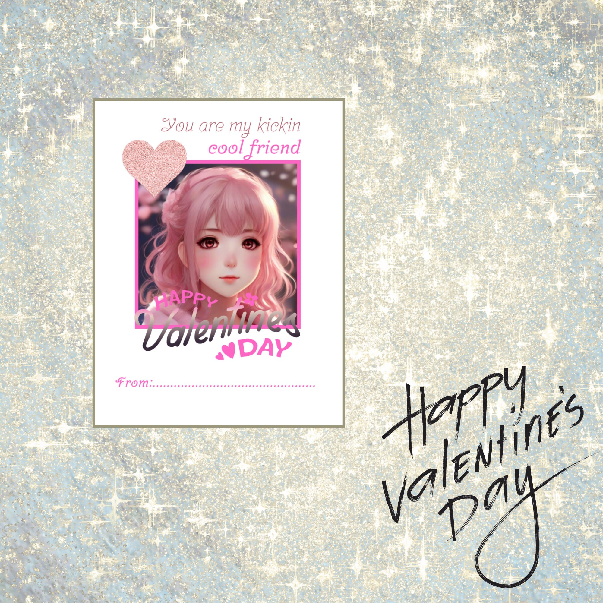 Classroom Anime Valentines Day Cards for Kids Printable Student ...
