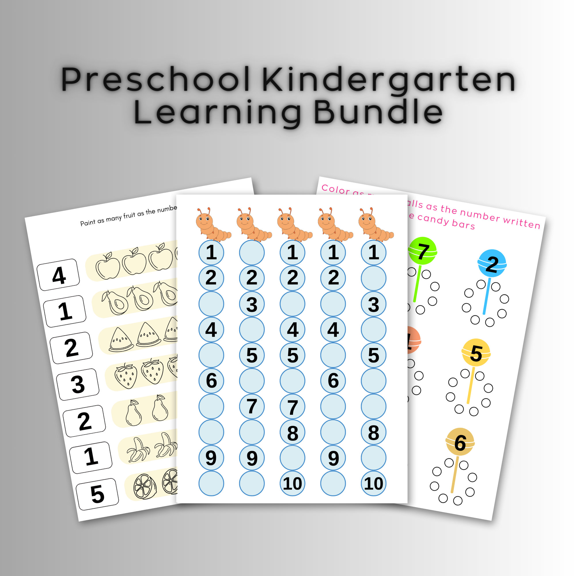 Preschool Kindergarten Learning Bundle, Printable Fun Activity Worksheets Pack, Alphabet ...