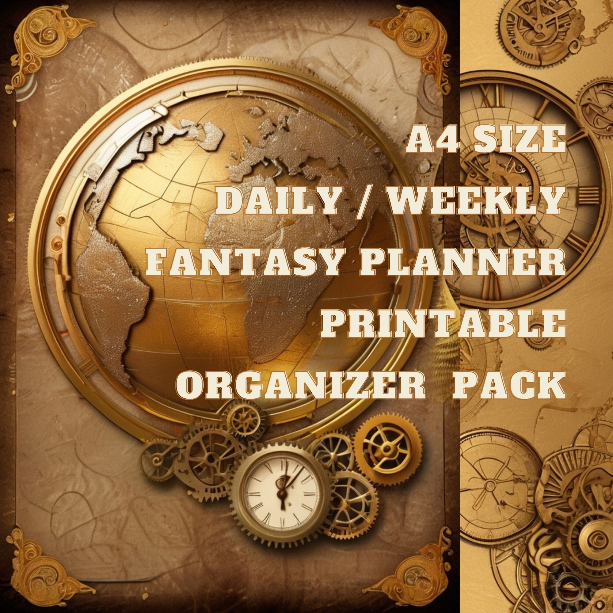Fantasy Planner Kit for Student, Printable Vintage Parchment