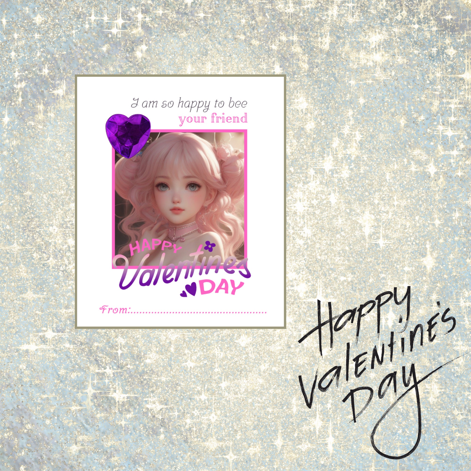 Classroom Anime Valentines Day Cards for Kids Printable Student ...