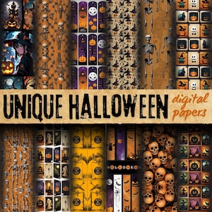 Halloween Digital Papers: Decorative Scrapbook Patterns (Instant Download)