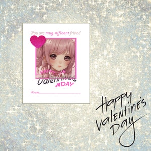 Classroom Anime Valentines Day Cards for Kids Printable Student ...