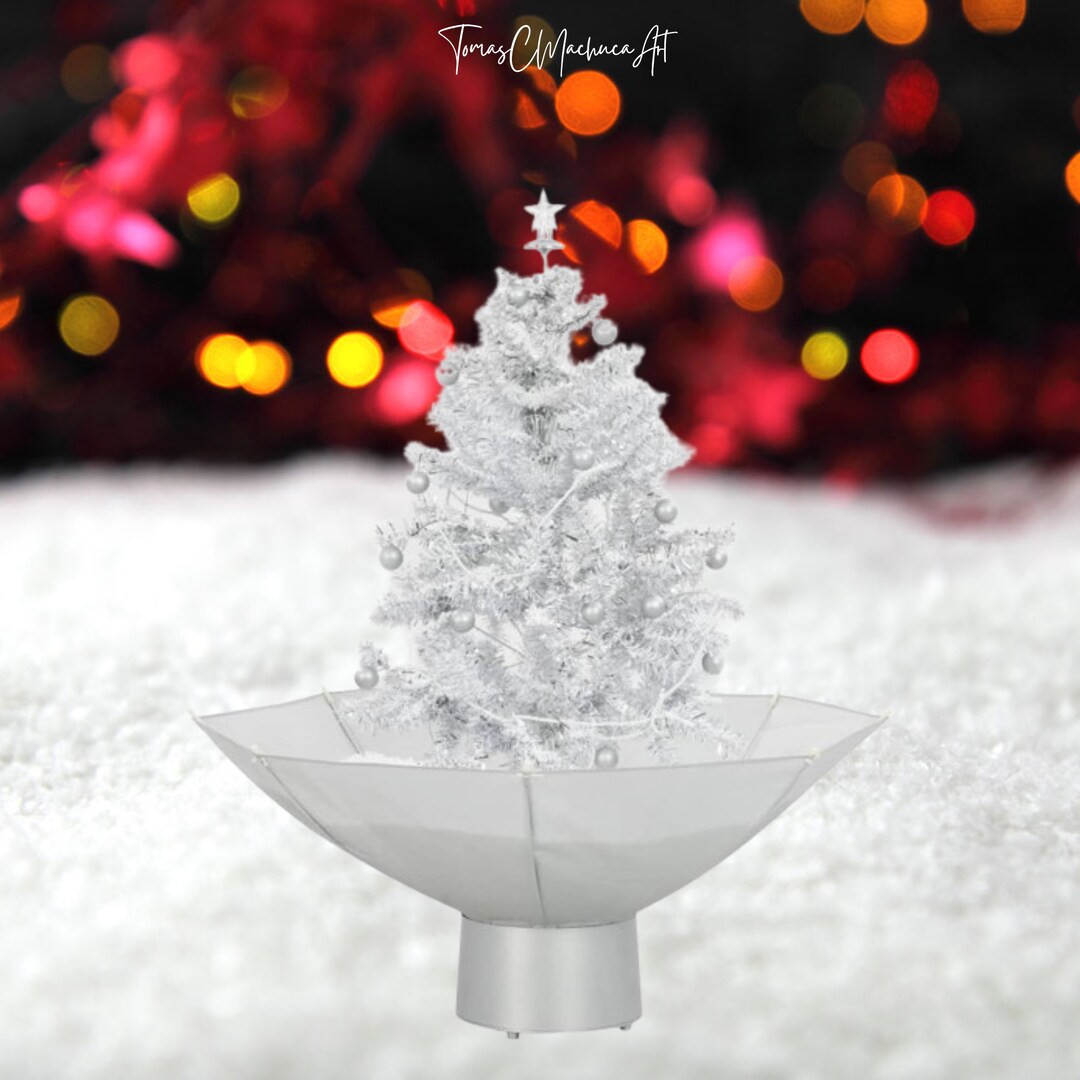 Prelit Artificial Snowing Christmas Tree With White Umbrella Etsy